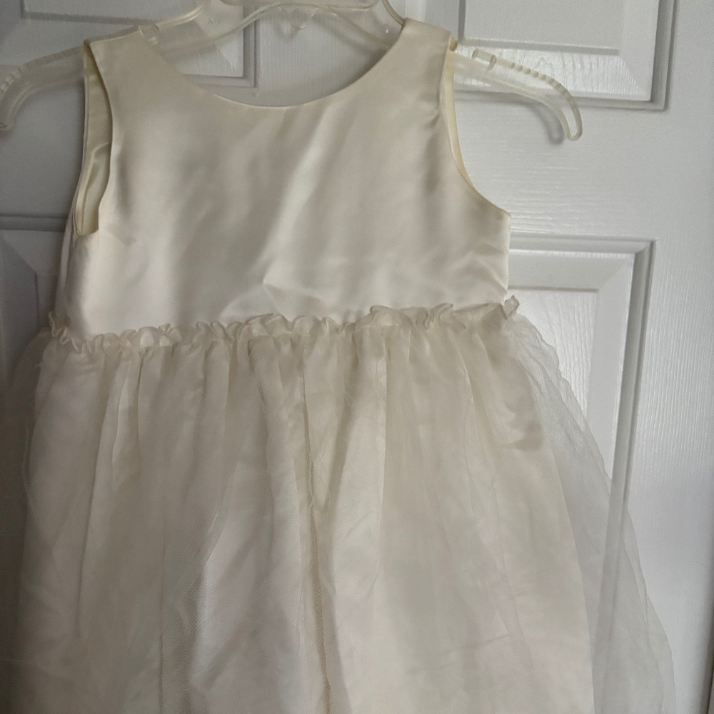 Girls Ivory Little Angels Sleeveless Satin & Lace Dress Size 5